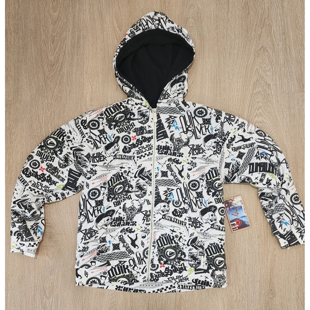 Quicksilver Vintage Y2K Zip-Up Hoodie Size 16-18 Youth XL New Old Stock